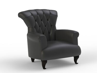 Classic Leather Black Armchair 03 3D Model