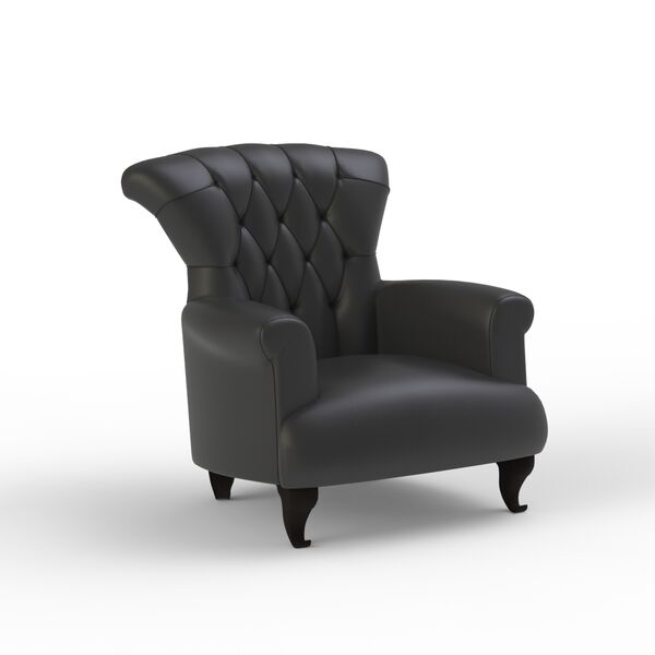 Classic Leather Black Armchair 03 3D Model