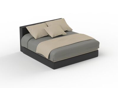Double Brown Wood Bed 02 3D Model