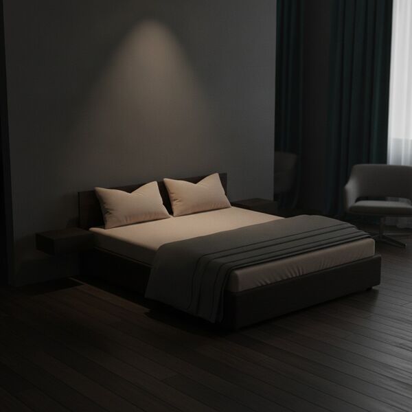Double Brown Wood Bed 01 3D Model