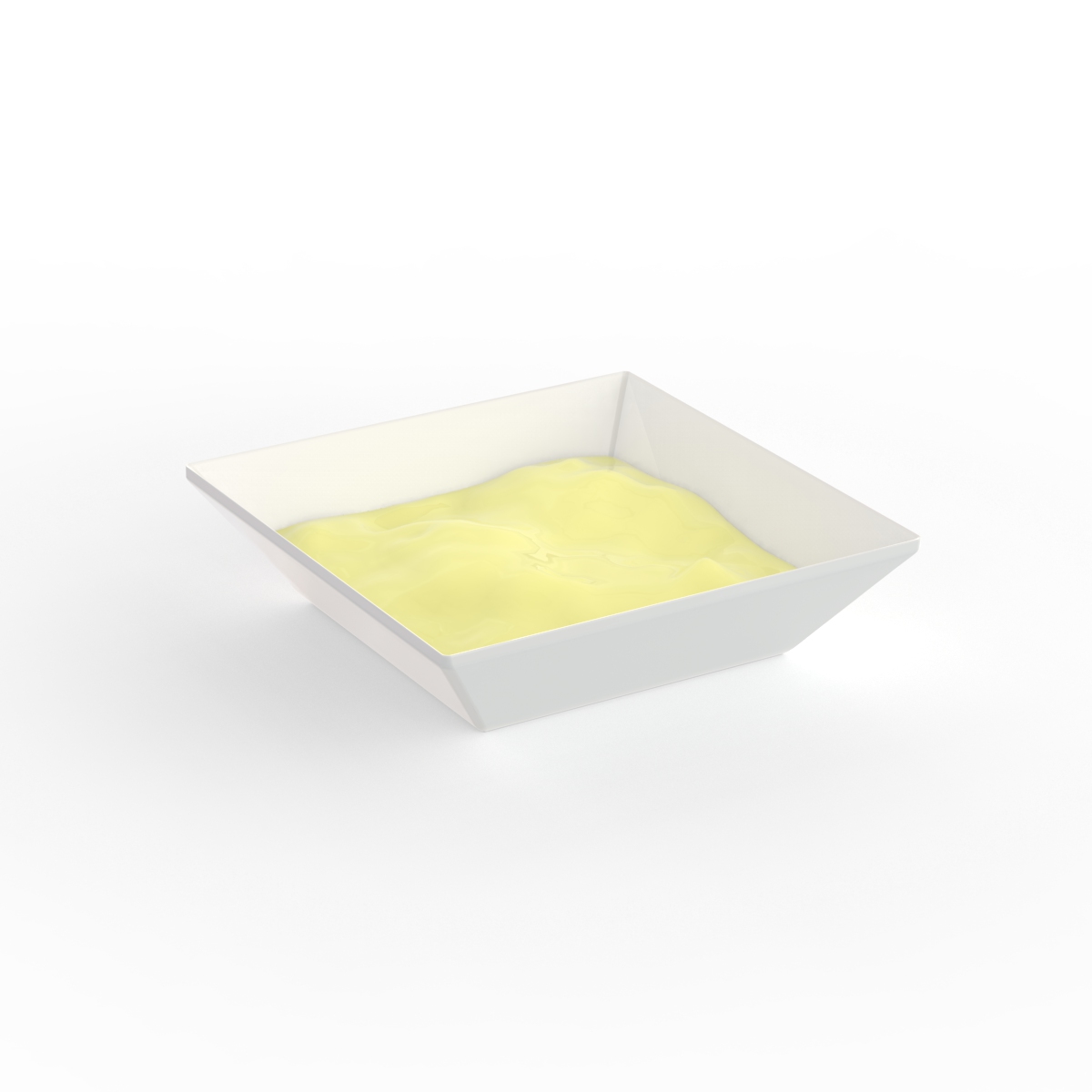 Squared Ceramic White Sauce Bowl 02 3D Model