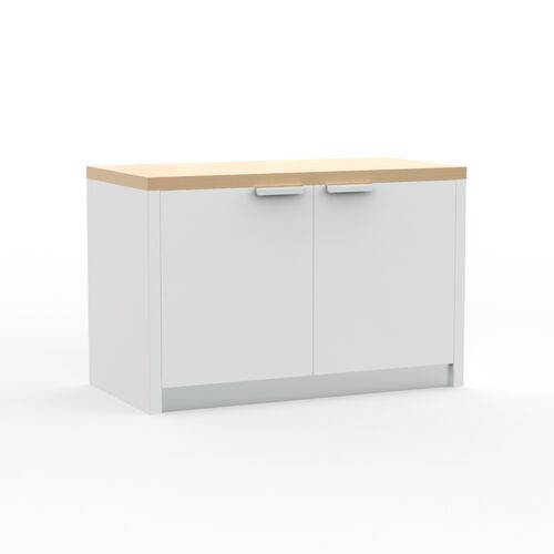 Double White Wood Top Kitchen Cabinet 01 3D Model