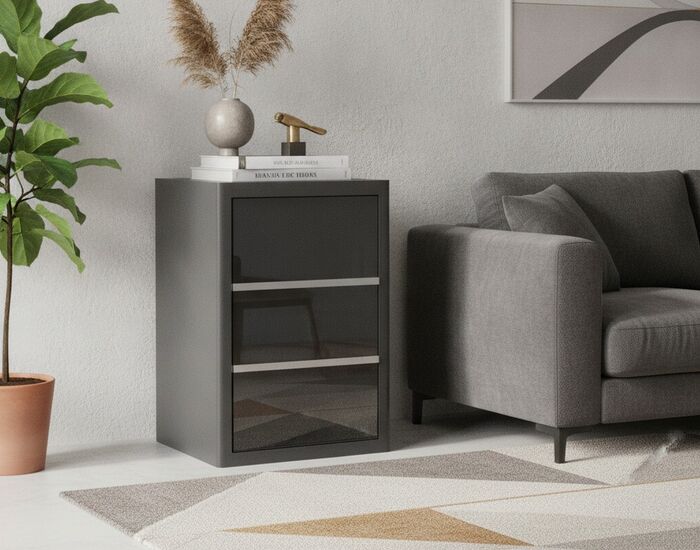 Single Black With Glass Cabinet 01 3D Model