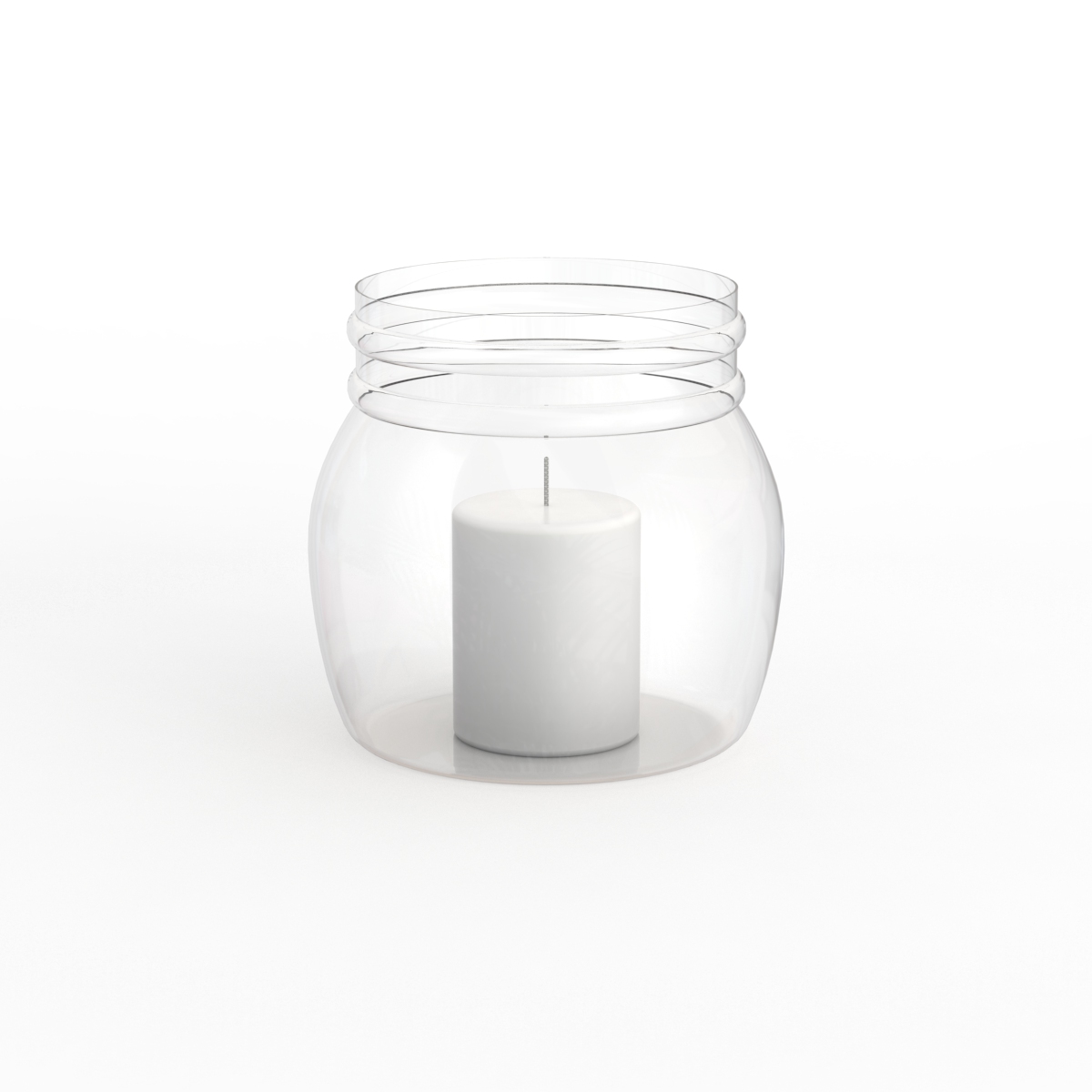 White Glass Pot Candle 01 3D Model