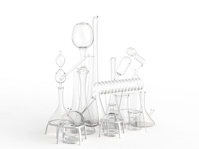 Set Transparent Glass Chemical 01 3D Model