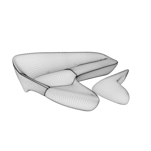 B&B Italia Moon System Sofa 3D model — clay shaded view