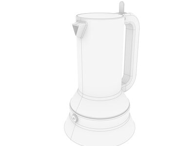 Alessi Moka 9090 3 Cups 3D Model - Shaded View