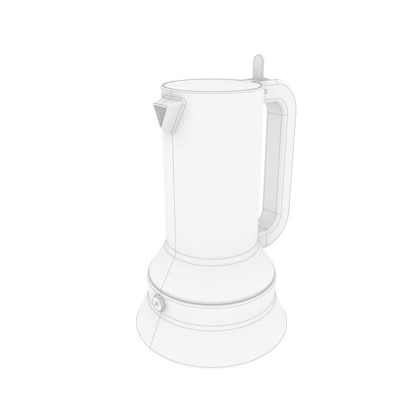 Alessi Moka 9090 3 cups 3D model — clay shaded view