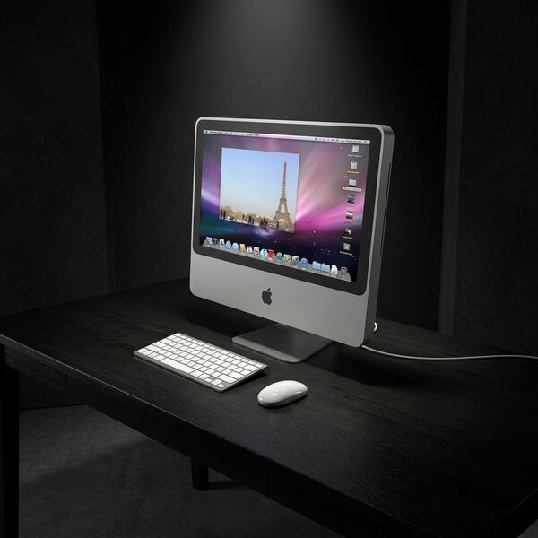 Apple iMac 3D model — styled interior scene