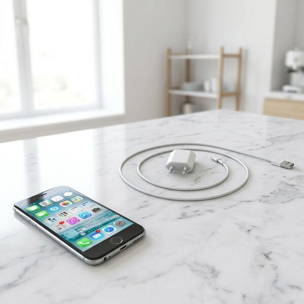 Apple iPhone 6 and Charger Bundle 3D model - styled interior scene