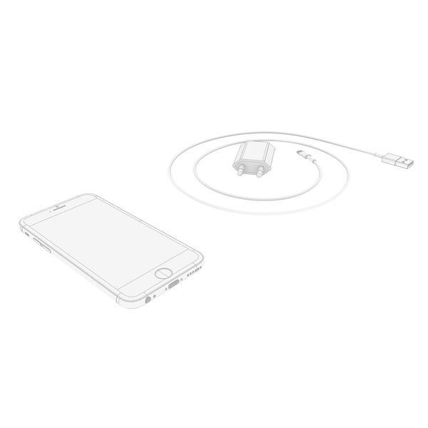 Apple iPhone 6 and Charger Bundle 3D model - clay shaded view