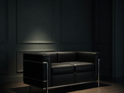 Cassina LC2 Sofa 2 Seats by Le Corbusier — dark luxury interior lifestyle 3D model