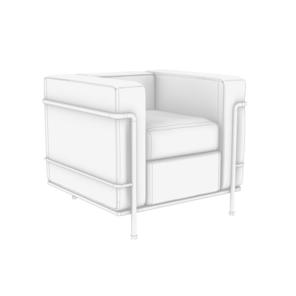 Cassina LC2 Armchair 3D model — clay shaded view