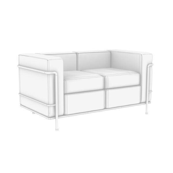 Cassina LC2 Sofa 2 Seats 3D model — clay shaded view