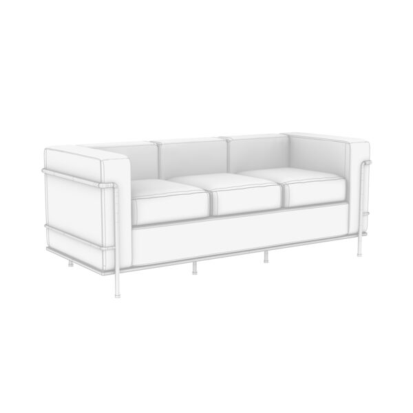 Cassina LC2 Sofa 3 Seats 3D model — clay shaded view