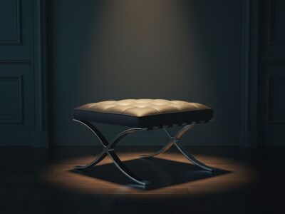 Knoll Barcelona Stool 3D Model Moooi Dark Drama Interior