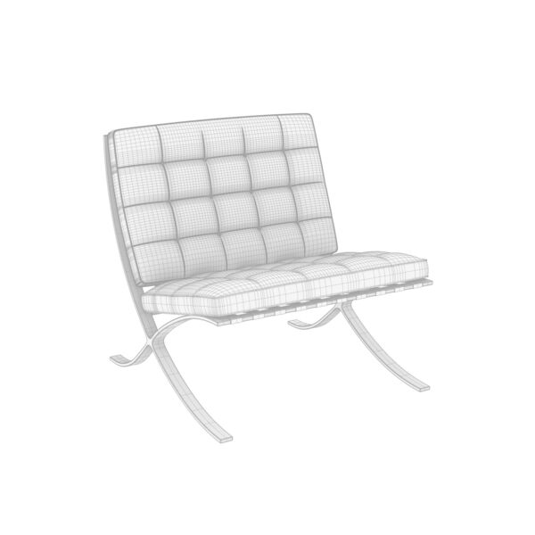 Knoll Barcelona Chair 3D model — clay shaded view