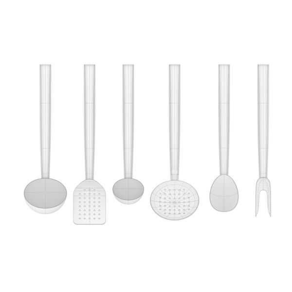 Alessi Brigata Set 3D model — clay shaded view