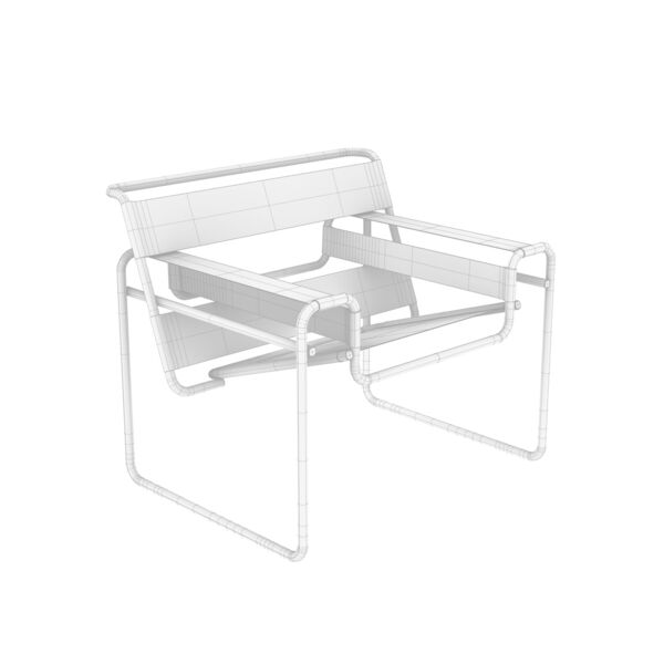 Knoll Wassily Chair 3D model — clay shaded view