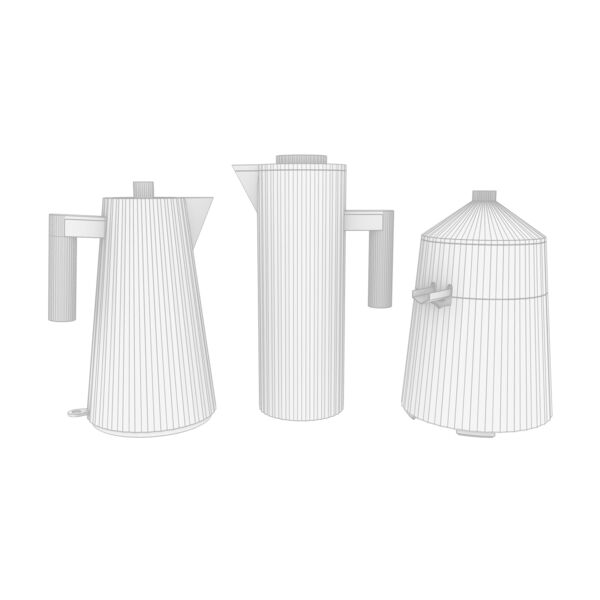 Alessi Plissé Set 3D model — clay shaded view