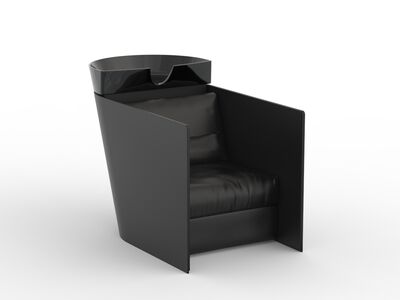 Black Leather Seat Hairdresser 01 3D Model