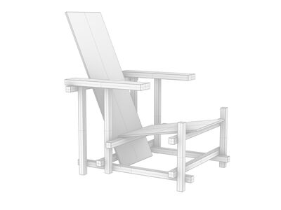 Cassina Red & Blue Chair Rhino3DMShaded