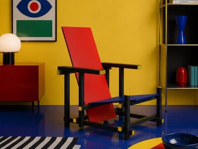 Cassina Red Blue Chair Rietveld 3D Model Additional View 4