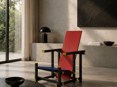 Cassina Red Blue Chair by Rietveld — contemporary warm minimal interior 3D model