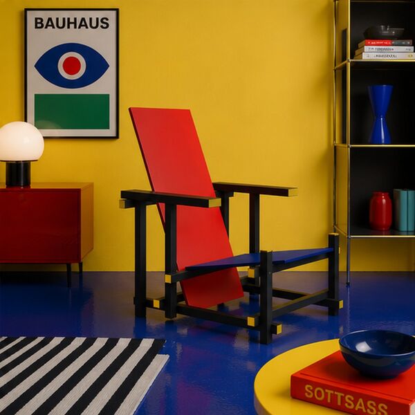 Cassina Red & Blue Chair 3D model — styled interior scene