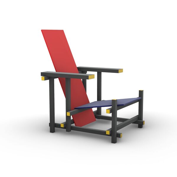 Cassina Red & Blue Chair 3D model — studio render