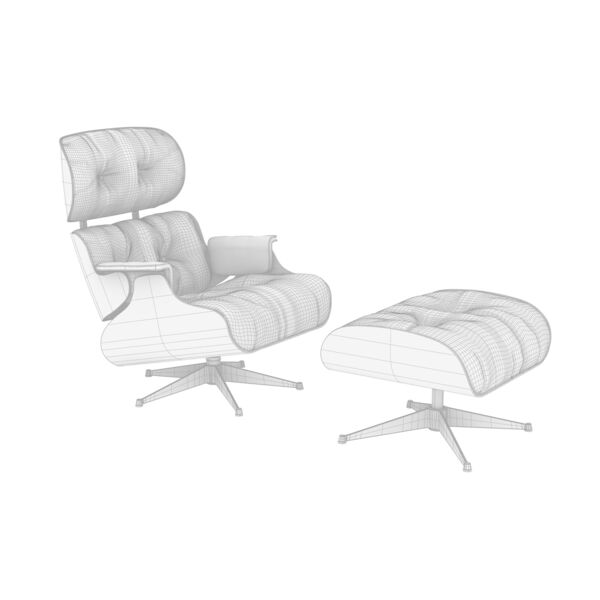 Herman Miller Eames Lounge Chair & Ottoman 3D model — clay shaded view