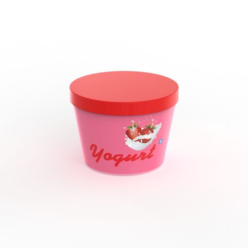 Yogurt Strawberry With Cap Jar 01 3D Model