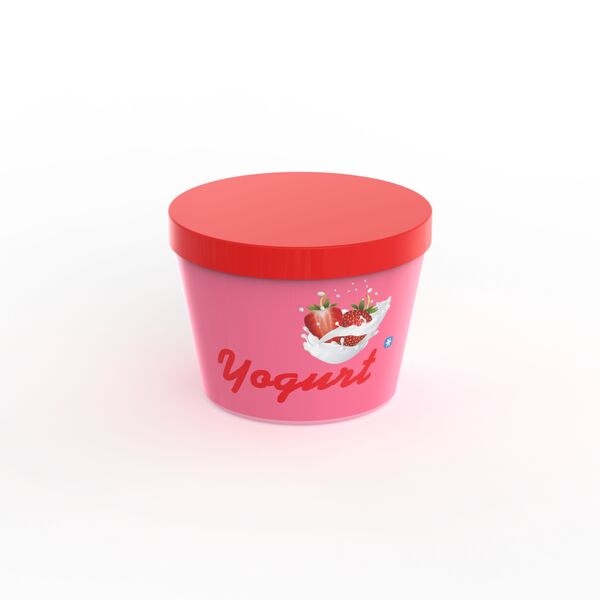 Yogurt Strawberry With Cap Jar 01 3D Model