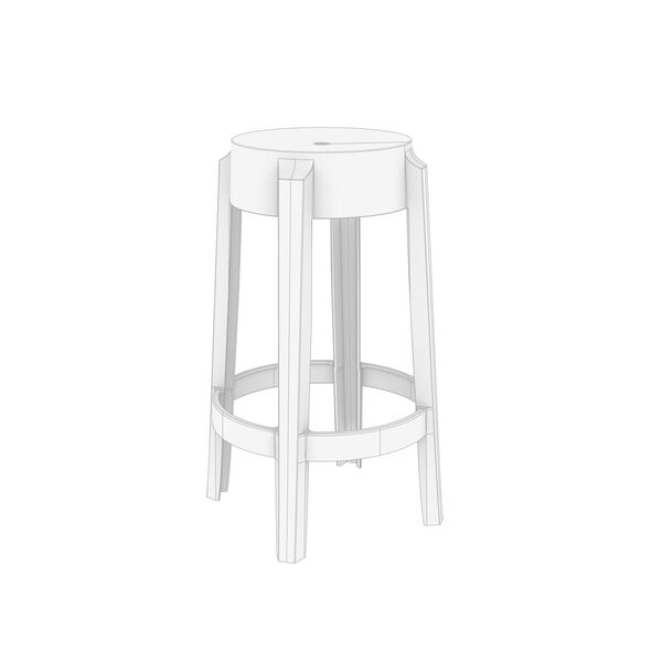 Kartell Charles Ghost 65 Stool 3D model — clay shaded view