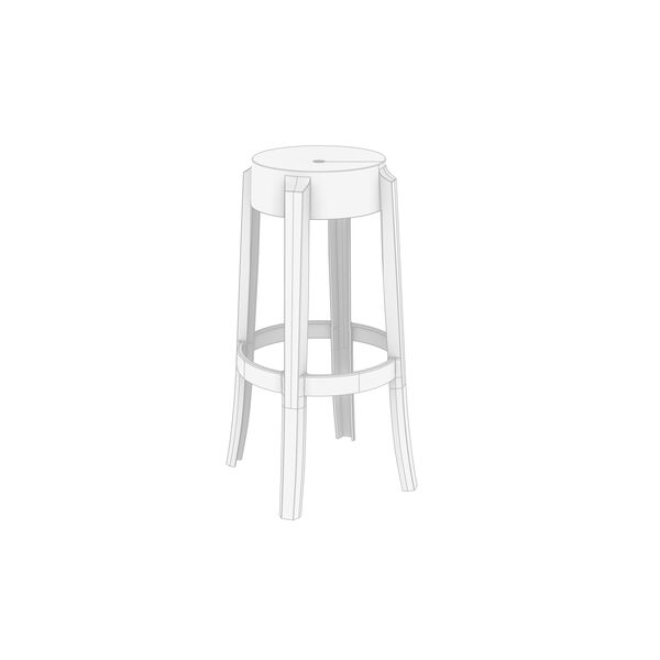 Kartell Charles Ghost 75 Stool 3D model — clay shaded view