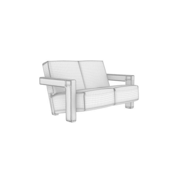 Cassina 637 Utrecht Sofa 2 Seats 3D model — clay shaded view