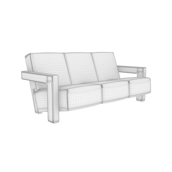 Cassina 637 Utrecht Sofa 3 Seats 3D model — clay shaded view