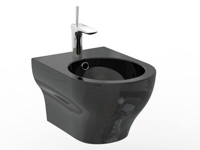 Clear Wall Hung Bidet Shiny Black