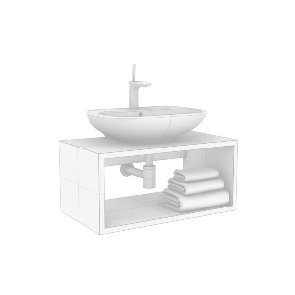 Olympia Ceramica Clear WashBasin 02 3D model — clay shaded view