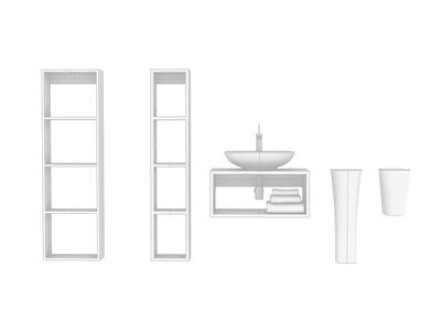 Olympia Clear WashBasin d55-40-14 Set Rhino3DMShaded