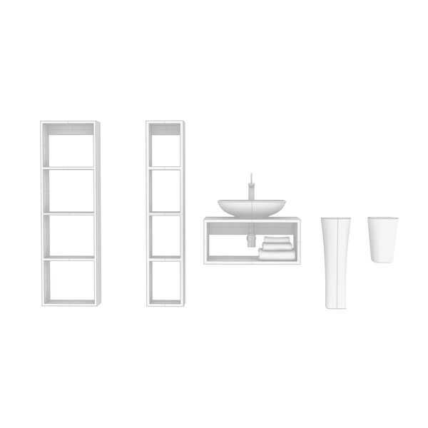 Olympia Ceramica Clear WashBasin + set 02 3D model — clay shaded view