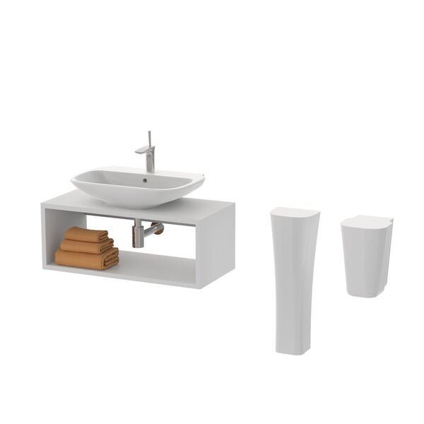 Clear WahsBasin d65-46-14 Wall Hung Furniture