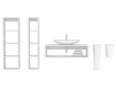 Olympia Clear WashBasin d75-45-14 120cmSet Rhino3DMShaded