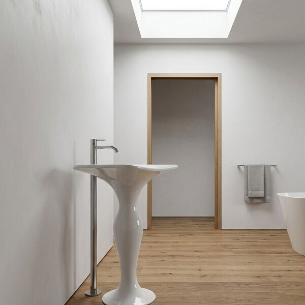 Olympia Ceramica Formosa 2.0 Washbasin rectangular + Pedestal 3D model — styled interior scene