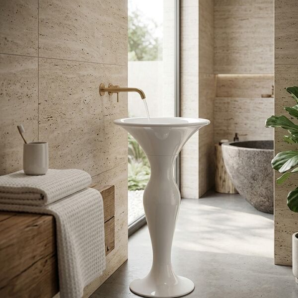 Olympia Ceramica Formosa 2.0 Washbasin rounded + Pedestal 3D model — styled interior scene