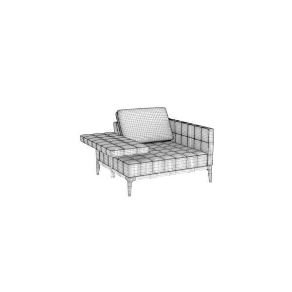 Cassina 241 Privé Mid Single Chaise Longue 3D model — clay shaded view