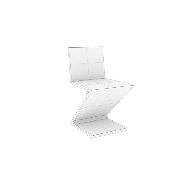 Cassina 280 ZigZag Chair 3D model — clay shaded view