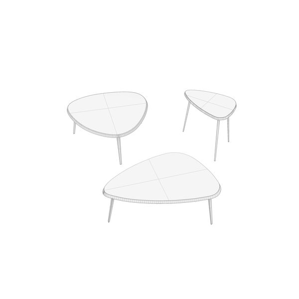 Cassina 527 Mexique Low Table 3D model — clay shaded view