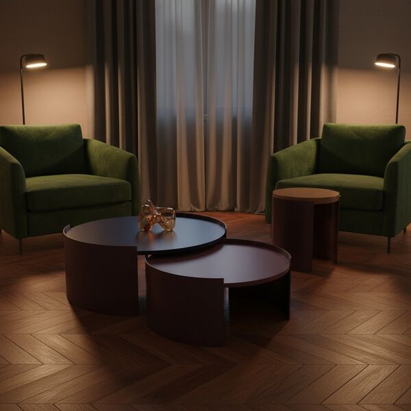 Cassina 554 Bowy Low Tables 3D model — styled interior scene