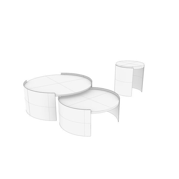 Cassina 554 Bowy Low Tables 3D model — clay shaded view